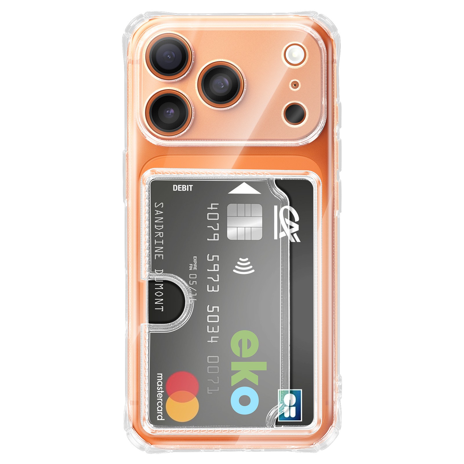 Coque iPhone 17 Pro Avizar antichoc avec porte-carte silicone noir