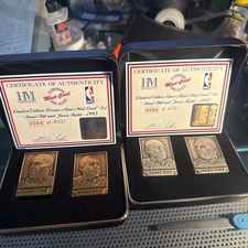(2)1995 HIGHLAND MINT "GRANT HILL/JASON KIDD" #/1000 SILVER/BRONZE CARD SETS COA