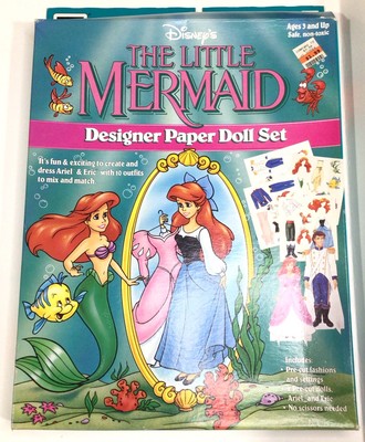 Rose Art The Little Mermaid Designer PreCut Paper Doll Set Ariel & Eric 1991 NIB