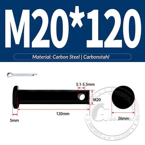 Pasador de horquilla negro pasador de bisagra pasador de retención pasador de aparejo métrico de acero al carbono M4-M30 - Imagen 171 de 201