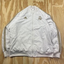 Adidas Real Madrid CF 2019  20 Anthem Track Jacket   White  Gold   Men  s L