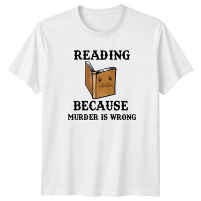 T-Shirt Lesen, weil Mord falsch ist Katzenliebhaber Geburtstag Geschenk für Sie und Ihn