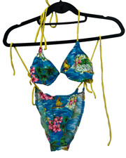 Vintage 80s 90s tango rose tropical bikini set swimsuit women's M