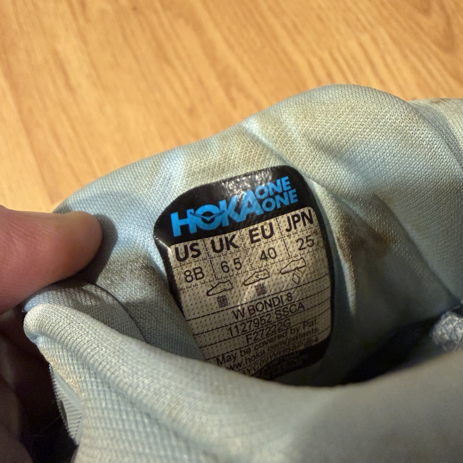 HOKA ONE ONE Bondi 8 Shoes Womens Size 8B Blue Yellow Max Cushion Road Running thumbnail 8