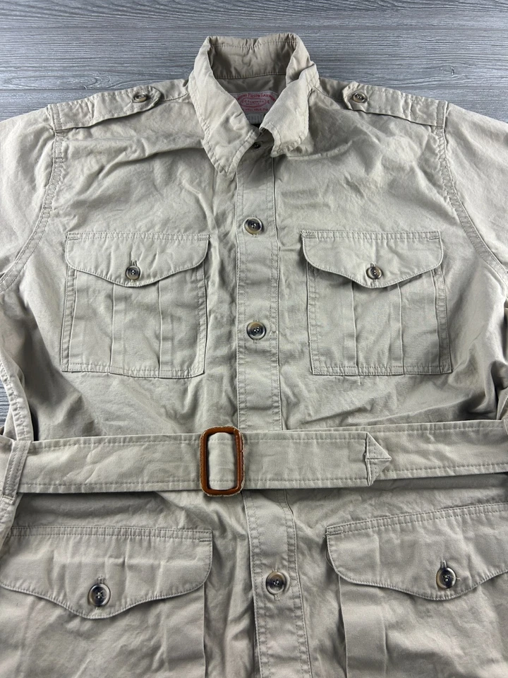 Chaqueta Filson Para Hombres 46 Caqui Cinturón Safari Bush Field Algodón Hecha en EE. UU. Estilo 53 Foto 3 de 4