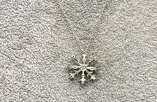 Sterling Silver Snowflake Pendant Necklace w/Clear Stones