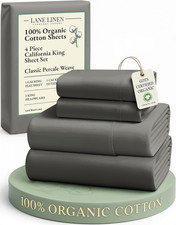 100 Organic Cotton California King Sheets Set, Fully Elasticized Re