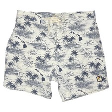 Marine Layer Men's Palm Island Swim Trunks White Navy swimwear board shorts