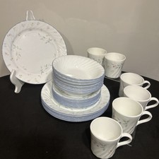 CORELLE English Meadow Swirl 8 Dinner  Bread Plates 8 Bowls 6 Cups 30 Pc GUC