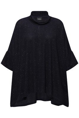 Ulla Popken Damen große Größen Shirt oversized Glitzer Effekt Rollkragen
