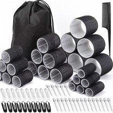 66 Pcs Hair Rollers for Women, 1 Count Pack of 66 , Black