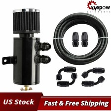 Oil Catch Can Reservoir Tank 10an 2 Port Dual Breather Filter Baffled 10ft Hose Oil Catch Can Reservoir Tank 10an 2 Port Dual Breather Filter Baffled 10ft Hose