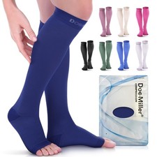 Doc Miller Open Toe Compression Socks 20-30 mmHg Knee-High Toeless Sleeves
