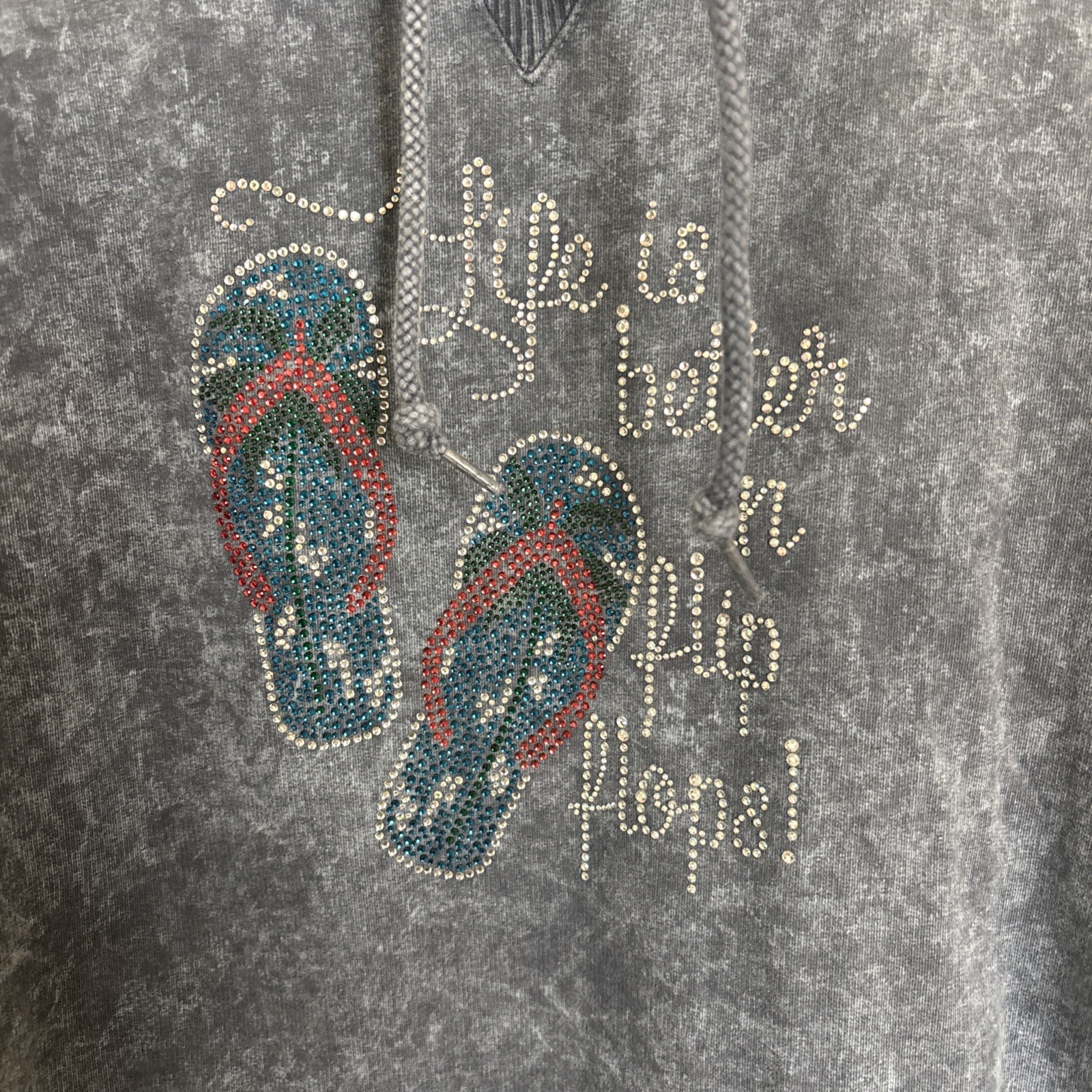 Life Is Better In Flip Flops Hoodie Pullover Women 2XL Blue image 2