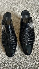 Brighton Rubens Clogs Mule Heels Size 9M Black Leather Retro Dress -Italy
