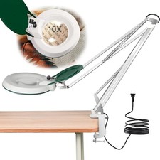 10X Magnifying Glass with Light and Stand,LED Dimmable Lighted Desk Minimalist