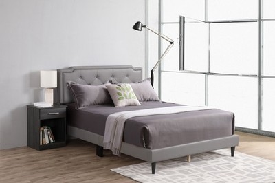 Chic Light Grey Queen-Sized Bed