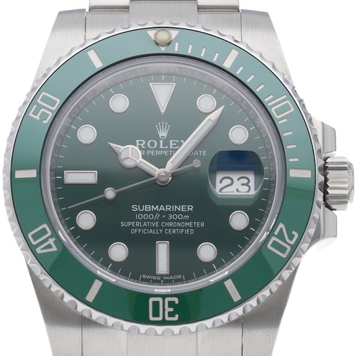 ROLEX Submariner Date Watch Green Mirrored Buckle 116610LV Stainless Steel m...