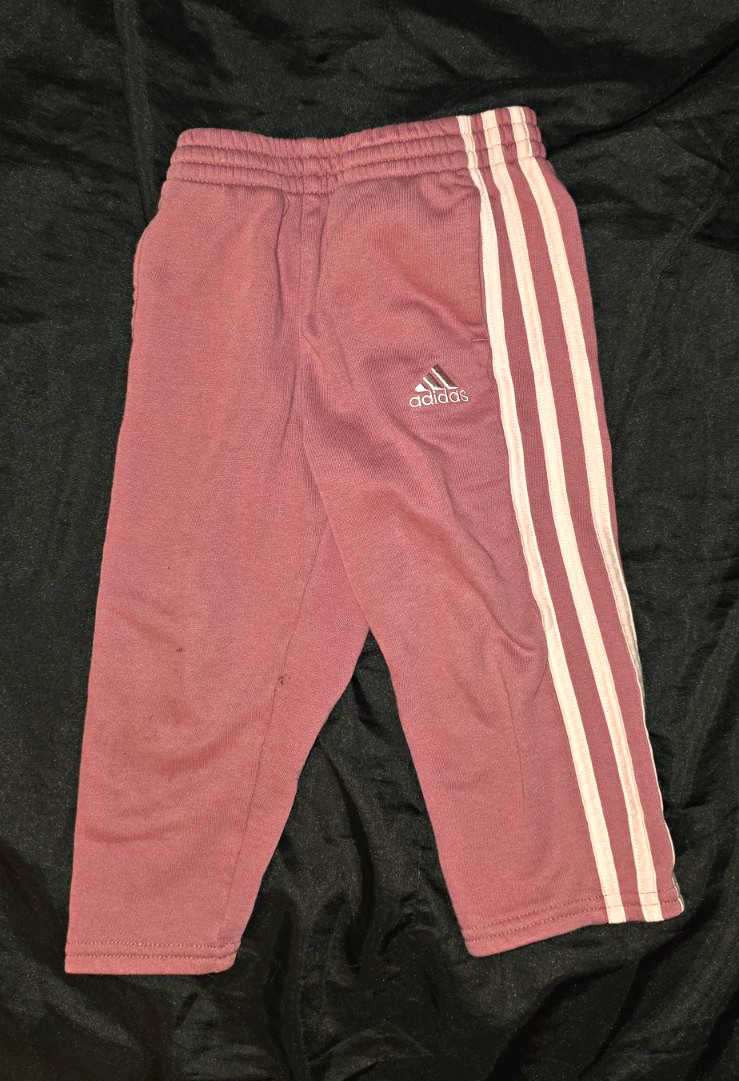 adidas Toddler 2T Purple/Pink/White Track Pants 3-Stripe Logo Elastic Waist