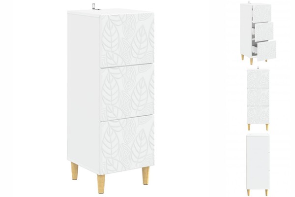 Kommode Schubladenschrank Sideboard Schmal Weiß 33X34,5X90 Cm H-image