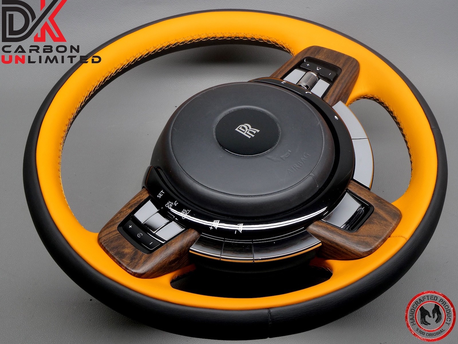 Rolls Royce Ghost Thick Rimmed 2 Tone Black Napa Mandarin Stitch Steering Wheel