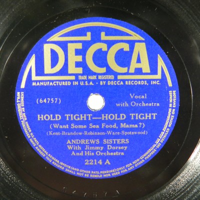 Andrews Sisters - Hold Tight Hold Tight / Billy Boy ~ 1938 78 RPM Decca 2214
