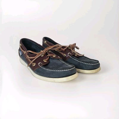 Sebago Dockside Womens 9 N Brown Blue Leather Moc Toe Boat Deck Vintage Shoes