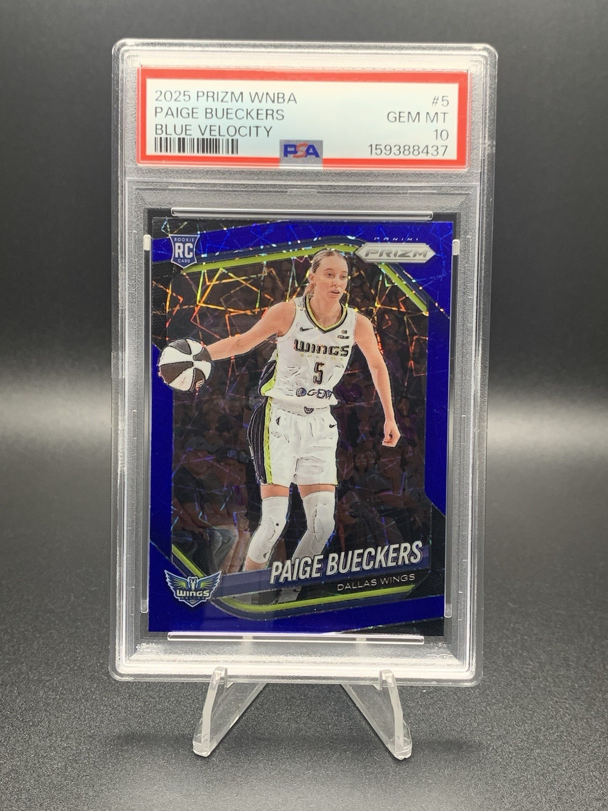 2025 Panini Prizm - Paige Bueckers #5 (RC) Blue Velocity PSA 10 Gem Mint view 3