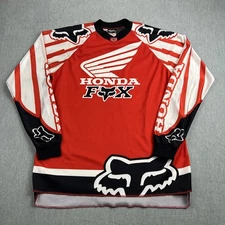VTG 90s Honda Fox Racing Jersey Mens M Ezra Lusk Honda CR Motocross Distressed