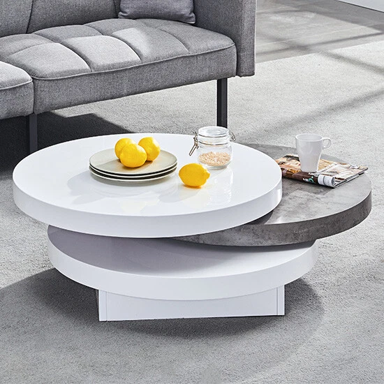 Rotating coffee table white deals