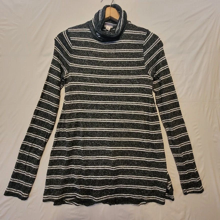 Suéter Merona Negro Blanco Rayas Capucha Cuello Alto Manga Larga Talla XS Foto 2 de 4