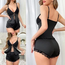 Womens Lingerie Nightwear Satin Cami Short Outfits Sleepwear Underwaer Pajamas