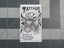 vtg Tattoo business card - Tattoos by Buzz Jr. Jacksonville NC B