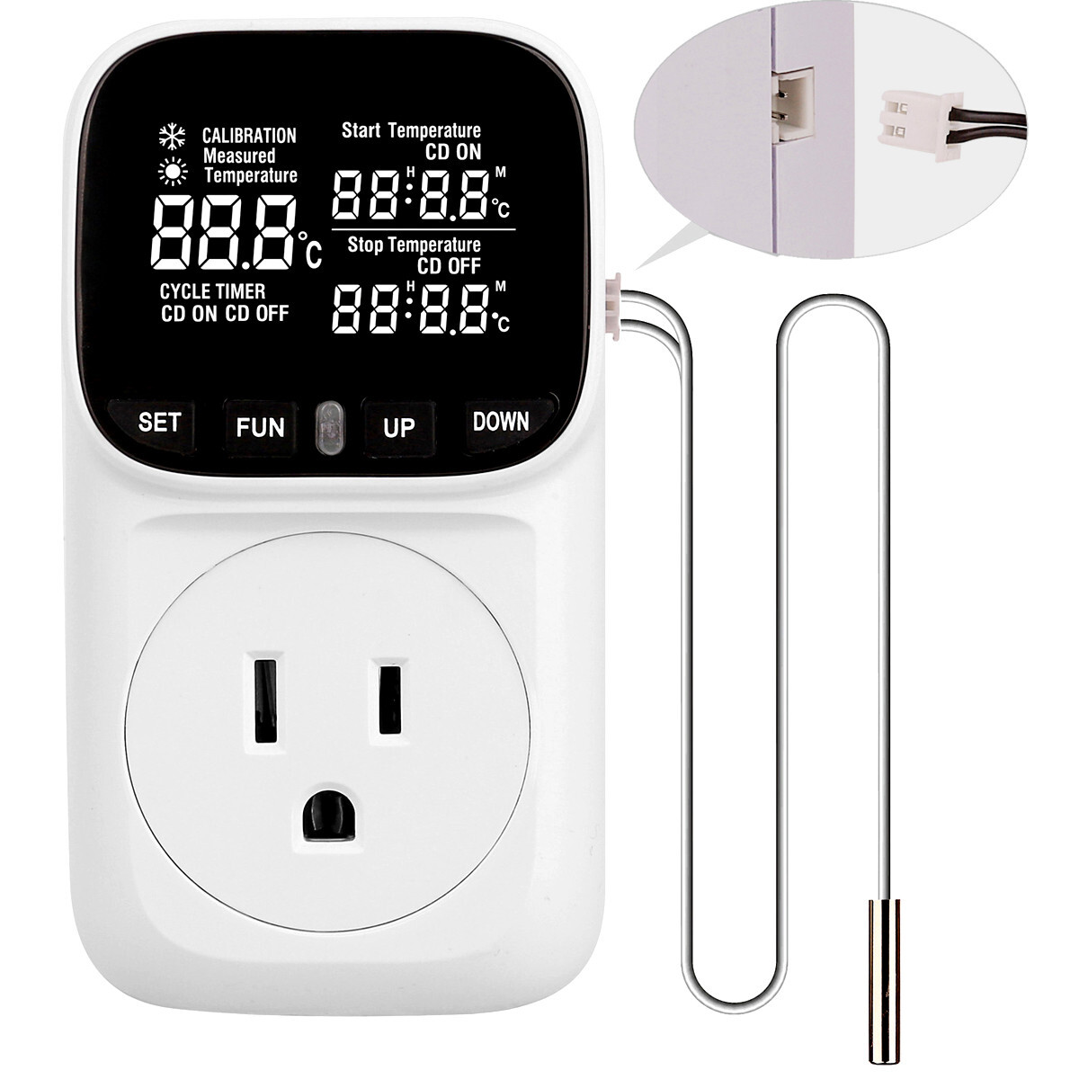 Digital Thermostat Outlet Plug Temperature Controller Outlet Socket 110V LCD
