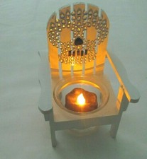 HAND ASSEMBLED/CRAFTED HALLOWEEN THEMED ADIRONDACK CHAIR TEA LIGHT CANDLE HOLDER