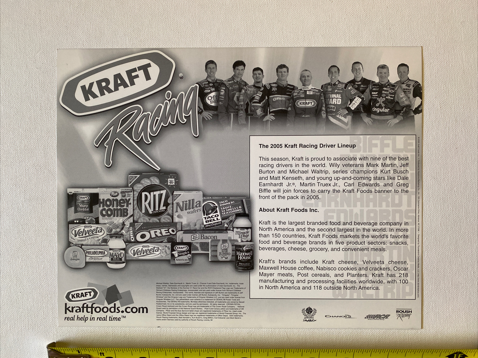 Dale Earnhardt Jr / Martin Truex Jr SIGNED 2005 Kraft Racing Post Card Nascar