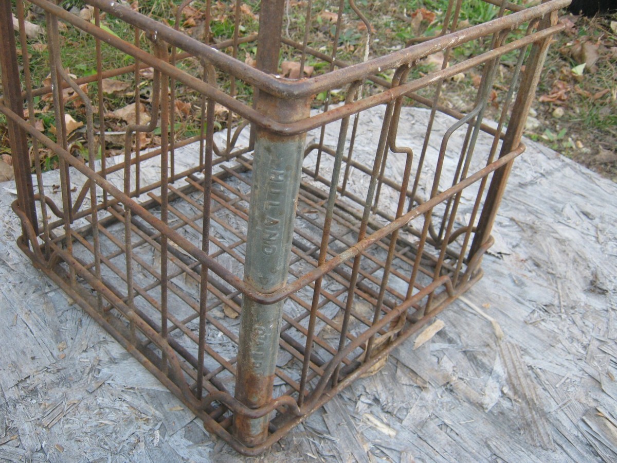 Vintage Used Hiland Dairy Wire Basket Dairy Milk Crate 13