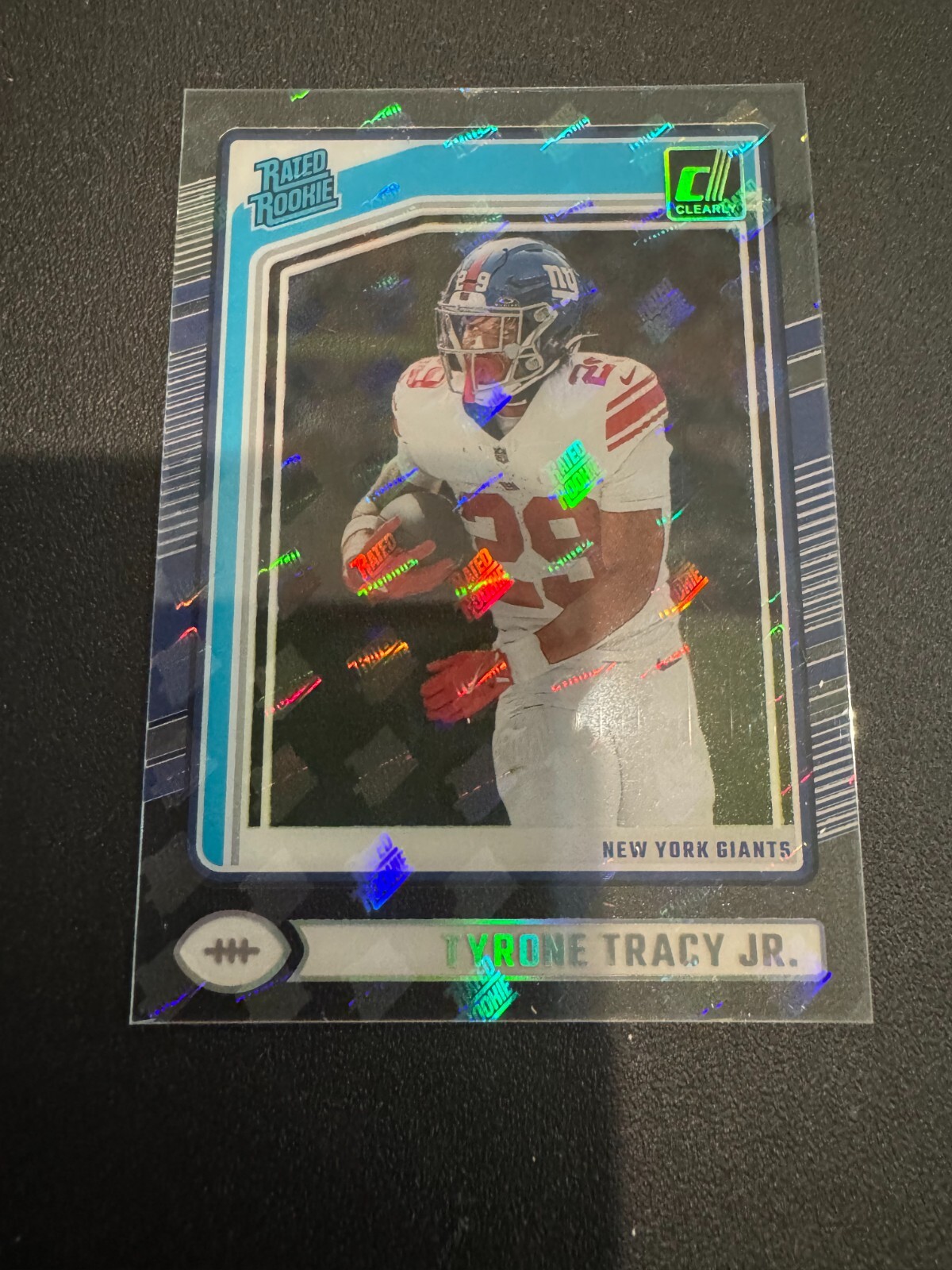 Tyrone Tracy Jr. 2024 Clearly Donruss Rated Rookie Logo Mosaics #100 NY Giants