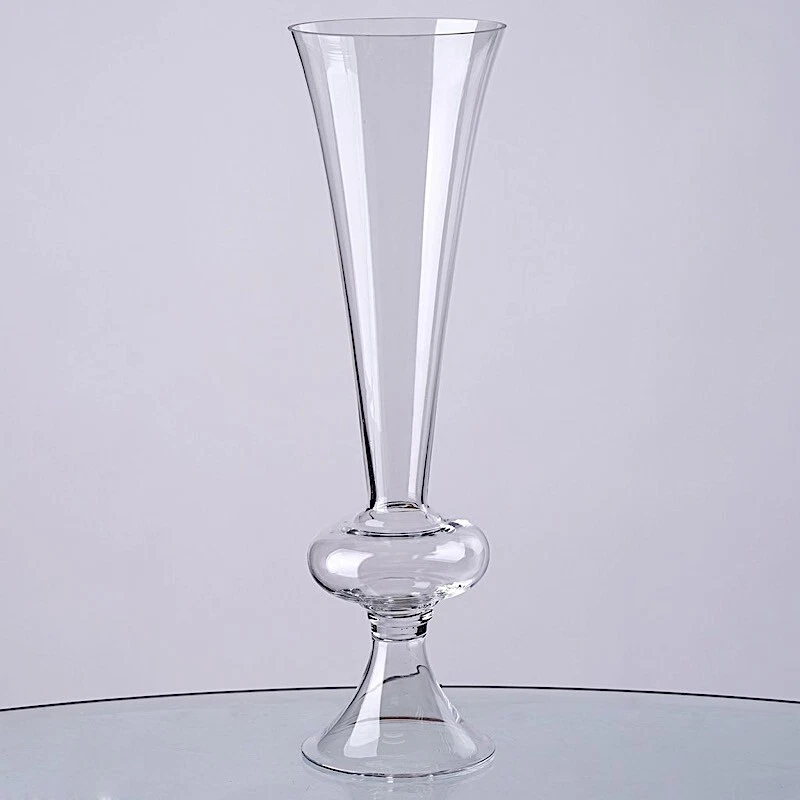 12 piezas 15" de alto JARRONES TROMPETA VIDRIO TRANSPARENTE boda fiesta CENTROS suministros Foto 4 de 4