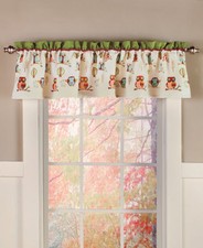 Whimsical Owl On Branch Window Valance Birds Owls Spring Leaves Window Valance