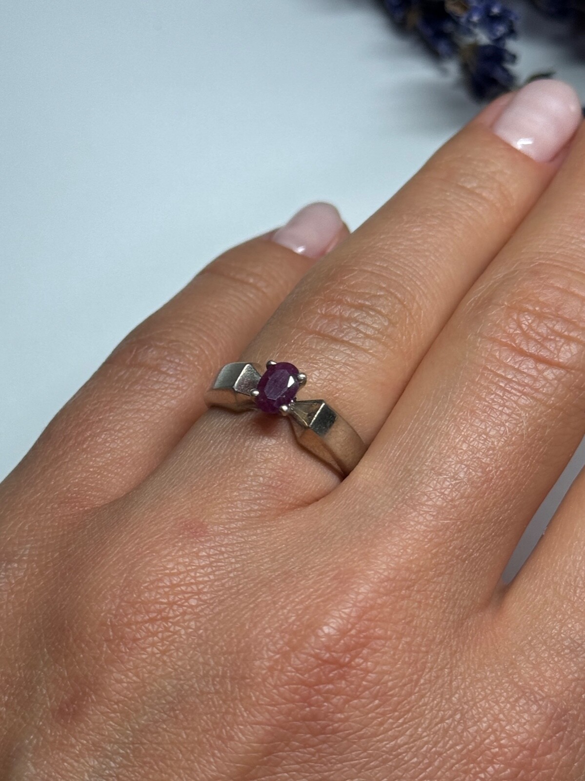 925 Sterling Silver Ruby Ring Size 6 - image 3