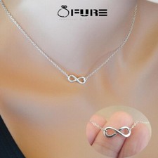 Infinity Necklace Forever Love 925 Sterling Silver Plated For Couples Women Girl