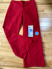 NWT Red Uniform Pants By SB SCRUBS Low Rise Flare Leg Utility Pant Sz Med