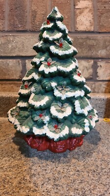 Nowells Mold Ceramic Christmas Lighted Tree 13  Tall Vintage 1992