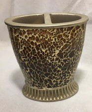 Tan Copper Glass Mosaic Brush Holder for the Bathroom