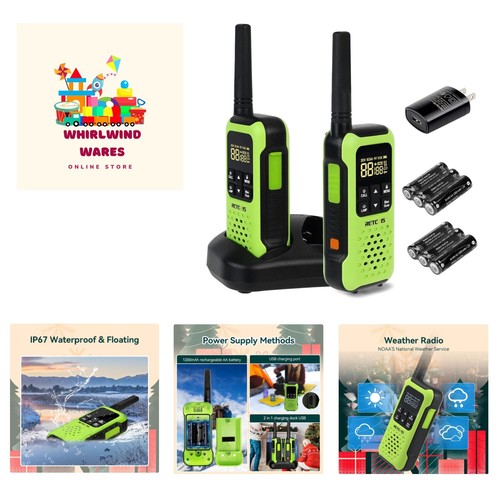 Waterproof Walkie Talkies, Floating 2 Way Radio, NOAA Walkie Talkie, 1200mAh...