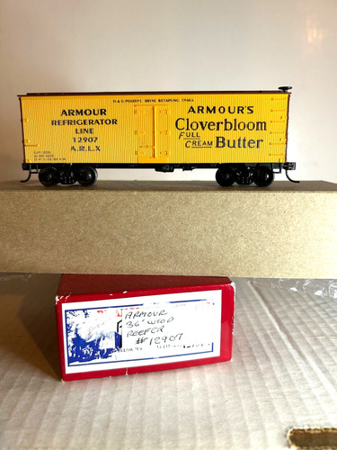 RAMA #??  Frigorífico de madera Armour Line "amarillo" 36' #12907 con Kadees 1:87 | Zustand: New