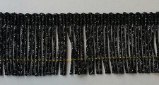 2" Metallic Chainette Fringe Col. Black Silver - Put-up: 8 Continuous Yards