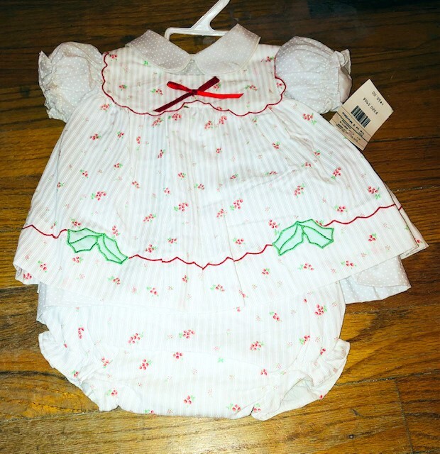 Vintage JcPenny Newborn Girl White Dress & Bloomers Pants Size 3 Month