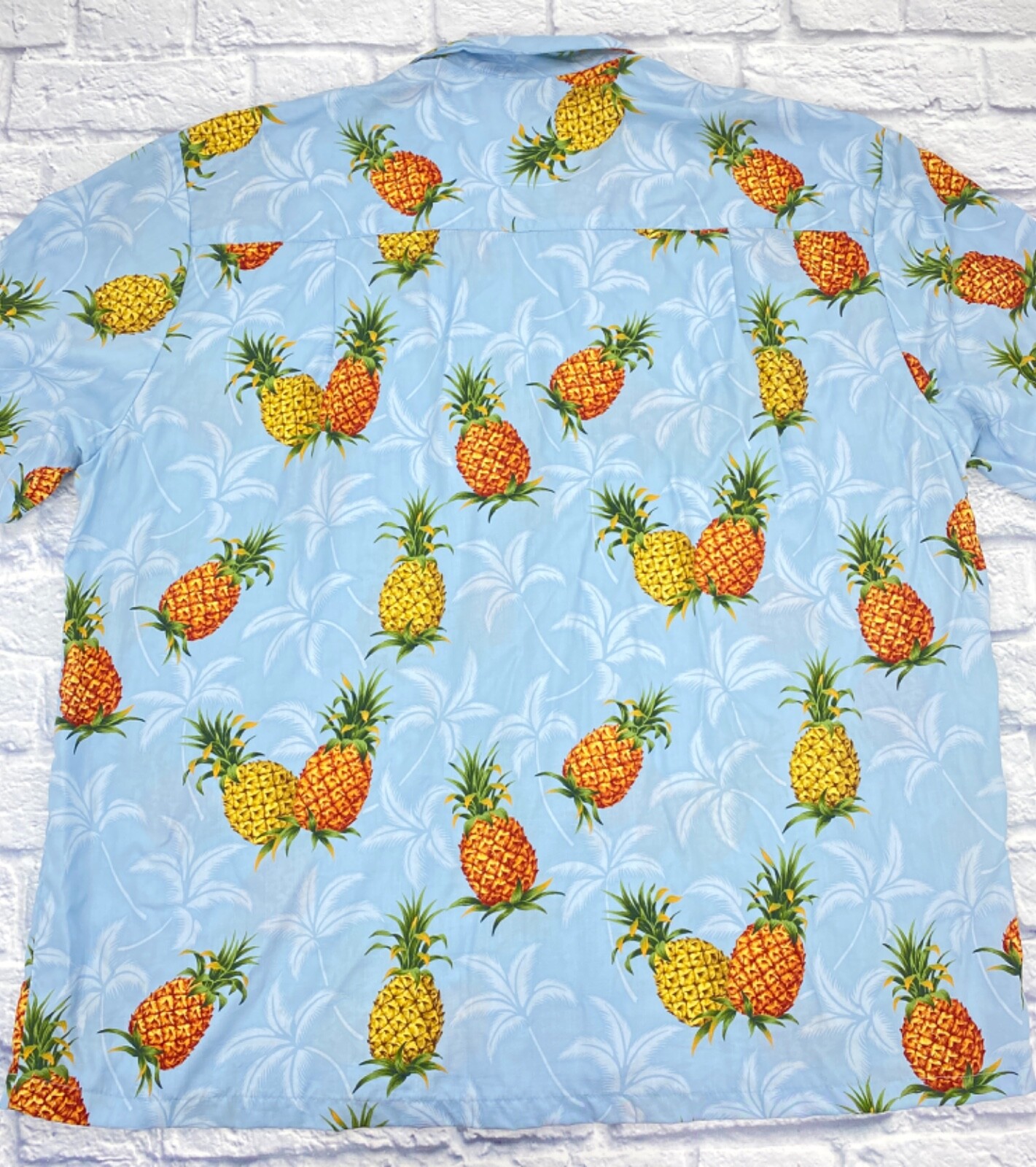 VTG Paradise Found Hawaiian Camp Shirt Pineapples and Palm Trees Sz 2XL
